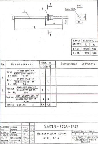 Деталь крепления ригеля Д-18 (М27х750) (3.407.9-158.0)